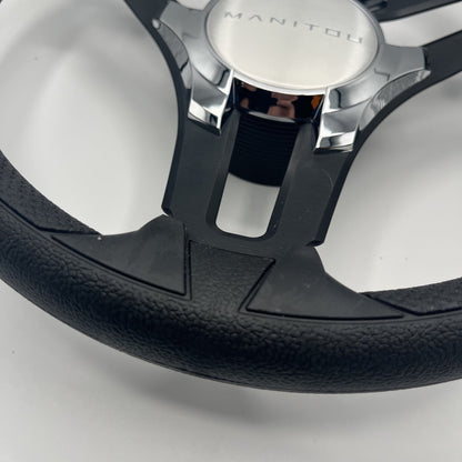 Gussi Italia Marine Steering Wheel Black Brush Metal Spokes | Manitou
