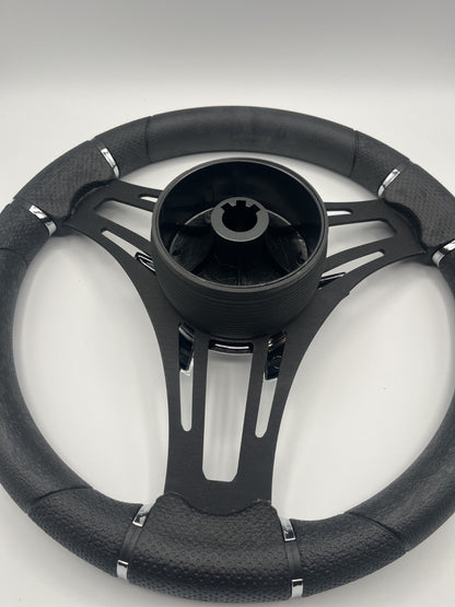 Gussi Italia Boat Steering Wheel Black Brushed Alum Spokes | Gussi Italia