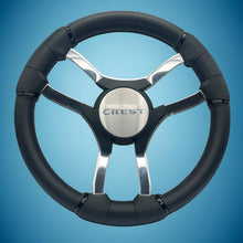 Malera Boat Steering Wheel Chrome Spokes | Black Crest Star