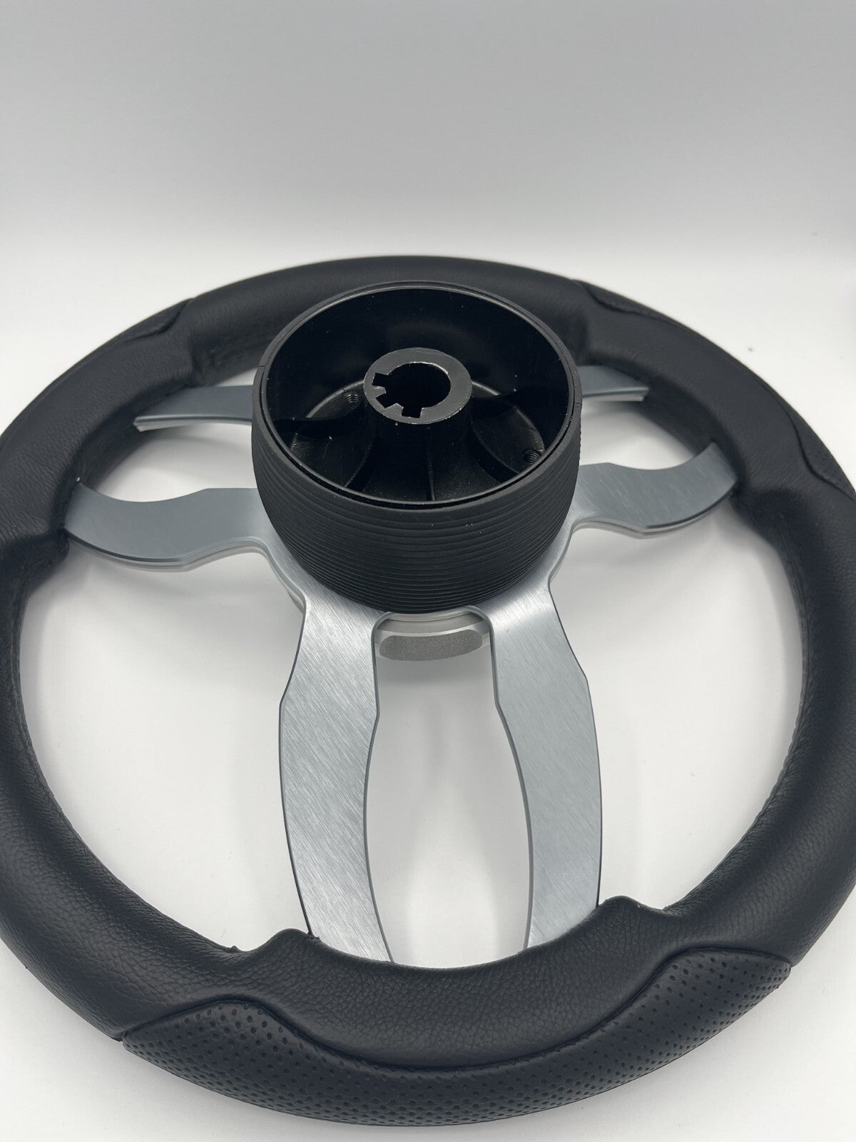 Garda Boat Steering Wheel Brushed Dual Spoke Alum | Manitou Pontoon Boat Logo