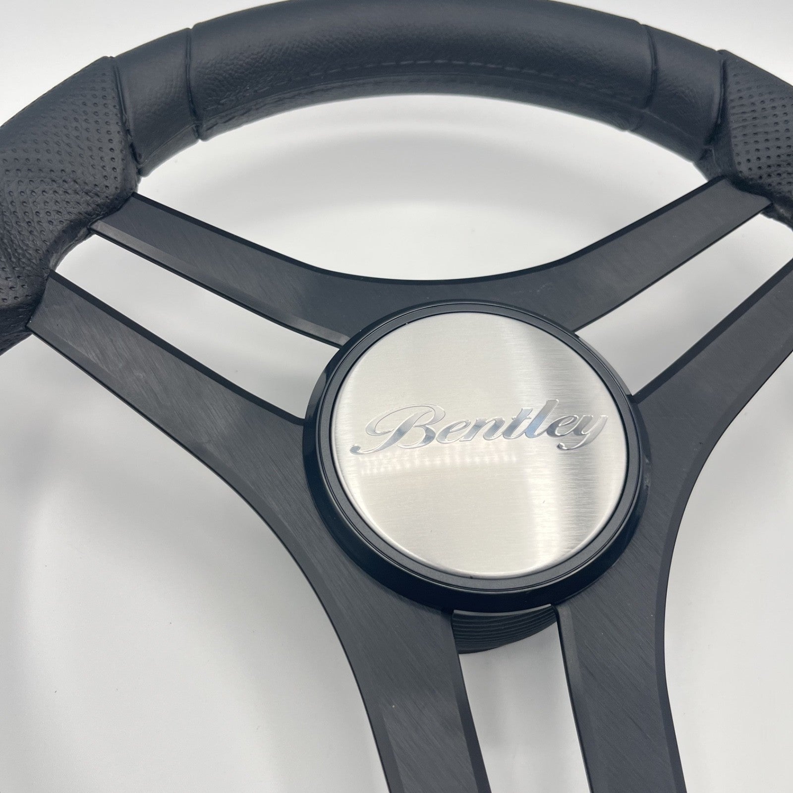 Molinara Marine Steering Wheel Black Brushed Alum Spokes | Bentley Boats