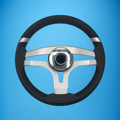 Badia Boat Steering Wheel Brushed Aluminum Spokes | Chrome-style Dome