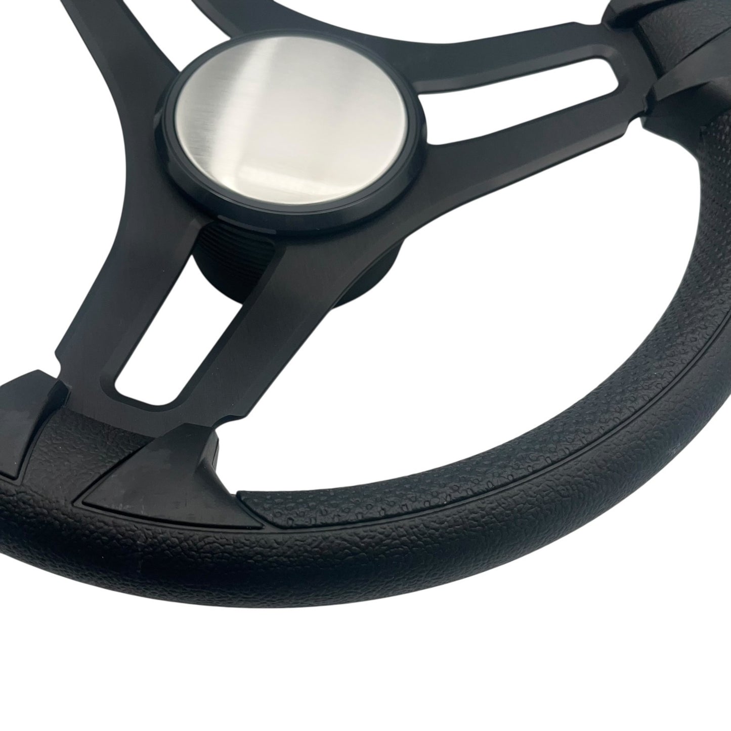 Gussi Italia Marine Steering Wheel Black Brushed Metal Spokes | Plain Dome