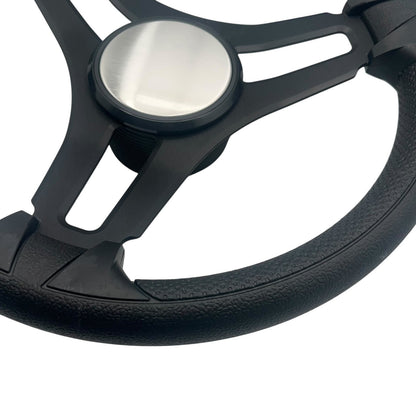 Gussi Italia Marine Steering Wheel Black Brushed Metal Spokes | Plain Dome