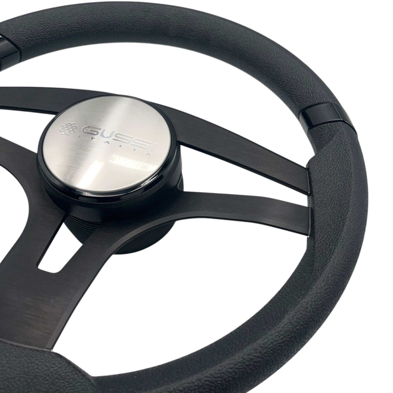 Badia Boat Steering Wheel Brushed Black Aluminum Spokes