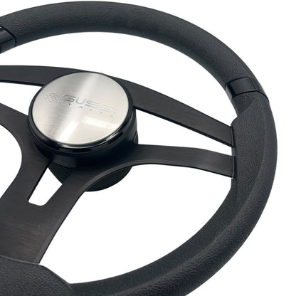 Badia Boat Steering Wheel Brushed Black Aluminum Spokes