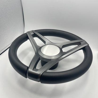 Molino Gray w/Soft Touch Urethane Rim Boat Steering Wheel | Plain