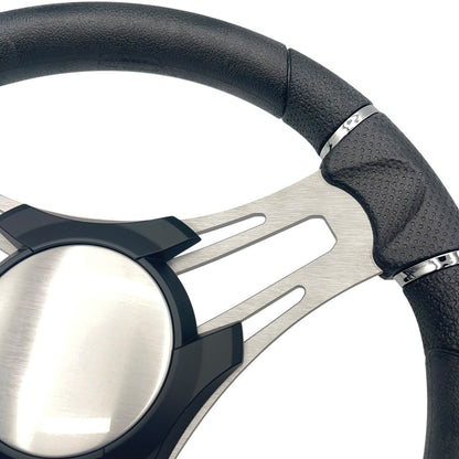 Verona Boat Steering Wheel Gray Brushed Aluminum Spokes | Plain