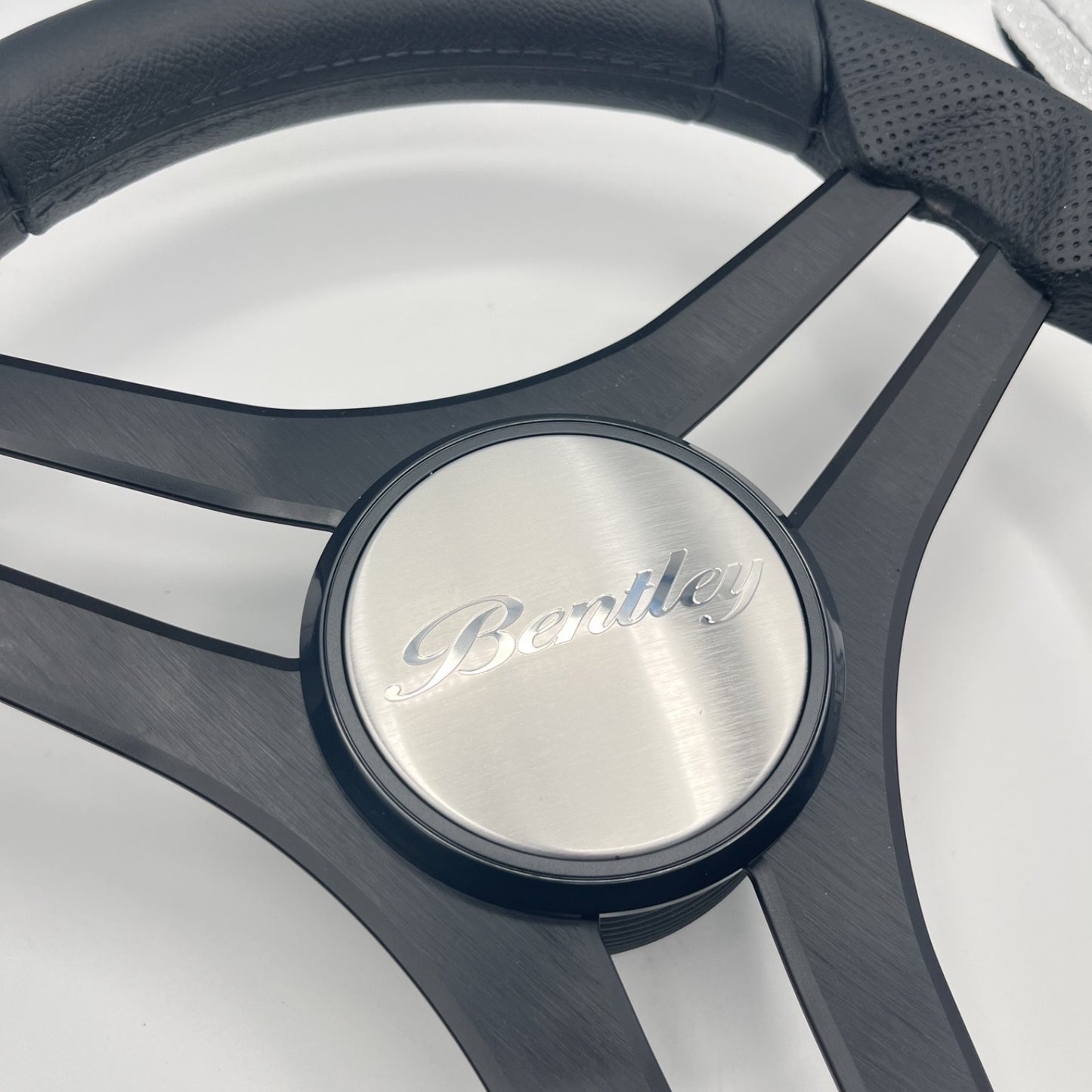 Molinara Marine Steering Wheel Black Brushed Alum Spokes | Bentley Boats