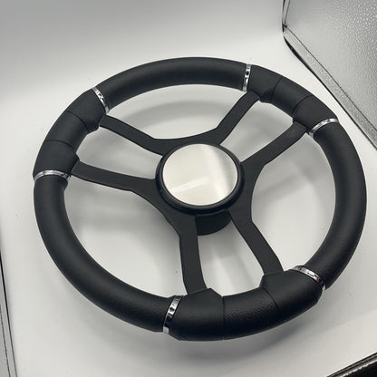 Malera Boat Steering Wheel Black Aluminum Spokes - Plain