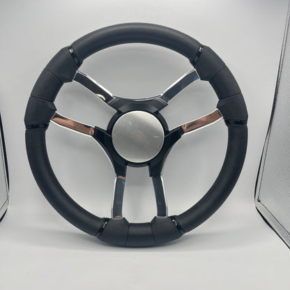 Malera Boat Steering Wheel Chrome Spokes | Blank Black Star