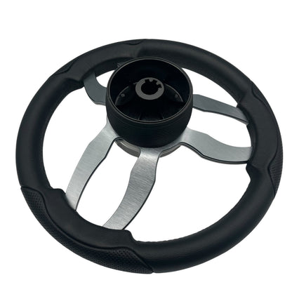 Garda Boat Steering Wheel Brushed Dual Spoke Alum | Plain Center Cap