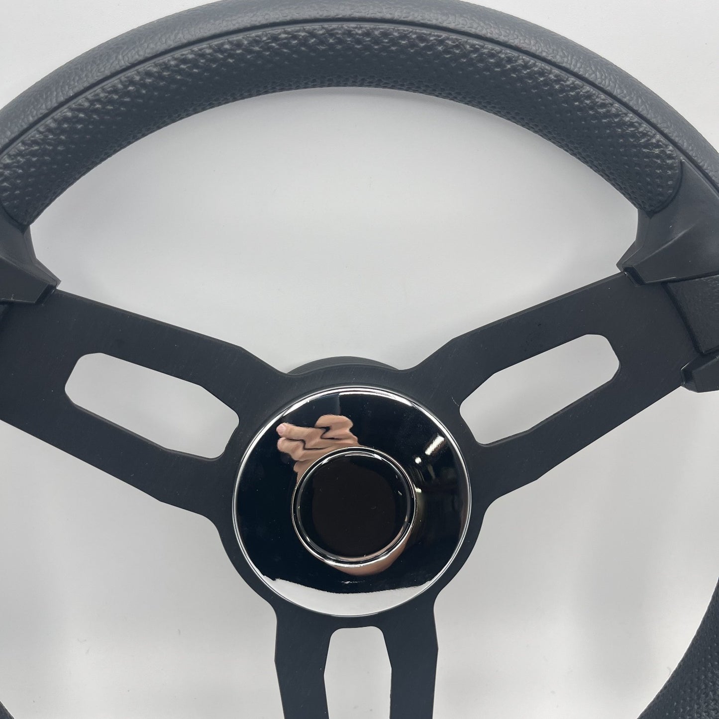 Gussi Italia Model 15 Steering Wheel Blk Brushed Alum Spokes | Chrome Blank