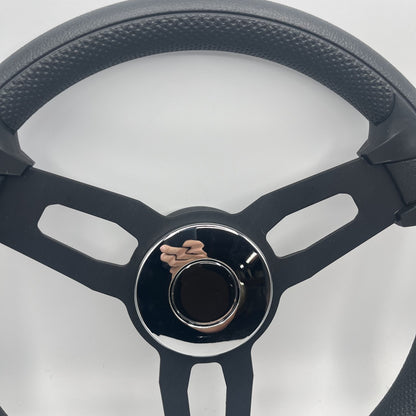 Gussi Italia Model 15 Steering Wheel Blk Brushed Alum Spokes | Chrome Blank