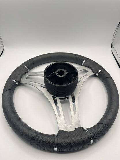 Verona Boat Steering Wheel Brushed Aluminum Spokes | Plain