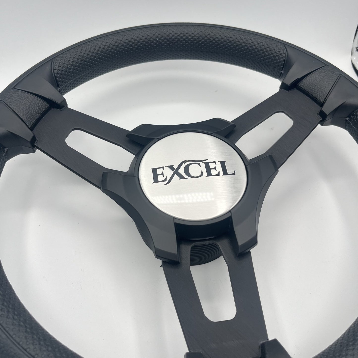 Gussi Italia Boat Model 15 Steering Wheel Black Brushed Alum Spokes |Blk Excel