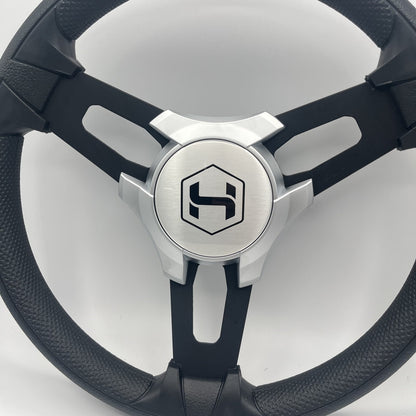 Gussi Italia Boat Model 15 Steering Wheel Black Brushed Alum Spokes | Sil Harris