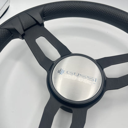 Gussi Italia Model 15 Steering Wheel Blk Brushed Alum Spokes | Gussi Logo