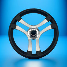 Benaco Boat Steering Wheel Brushed Aluminum Spokes | Chrome-style Dome