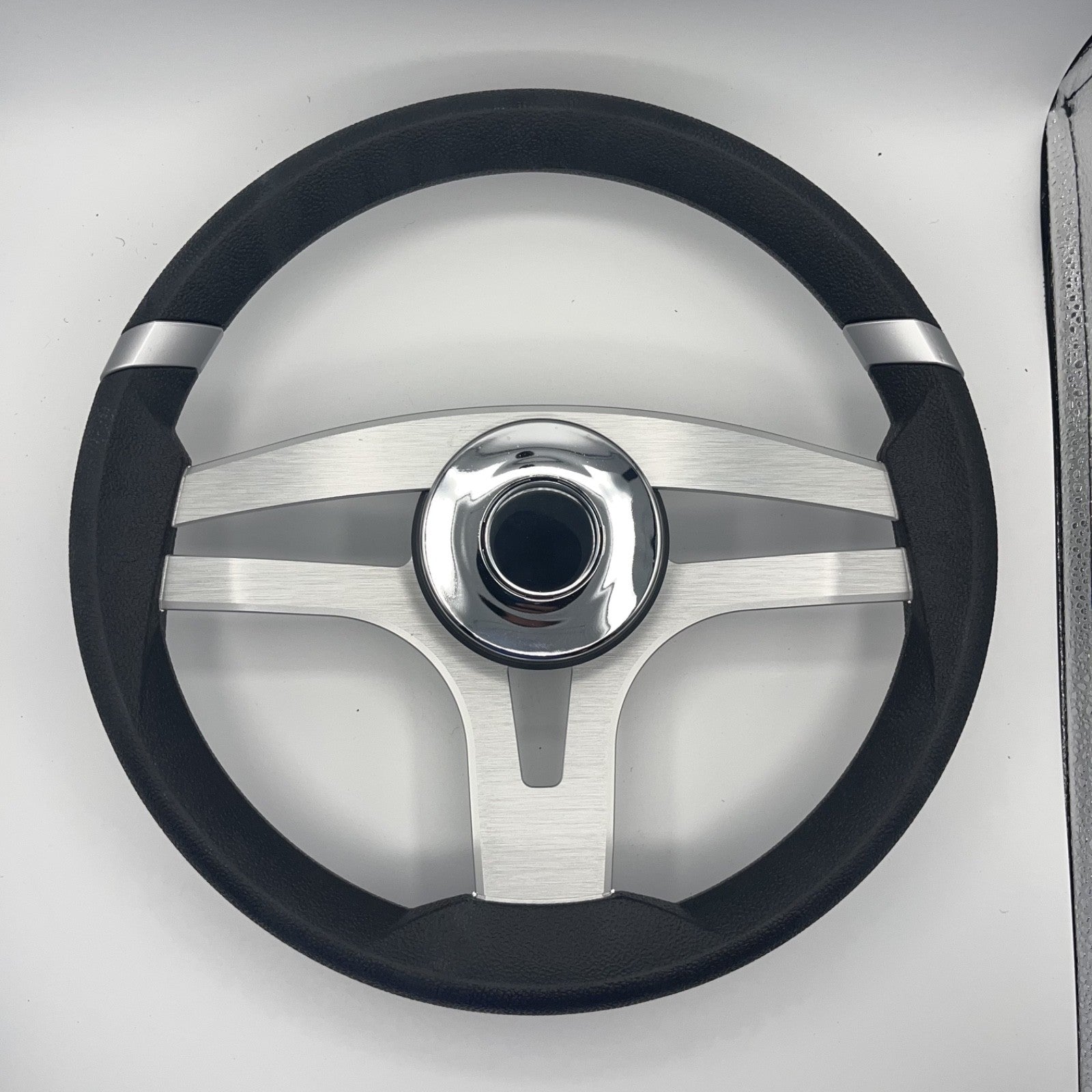 Badia Boat Steering Wheel Brushed Aluminum Spokes | Chrome-style Dome