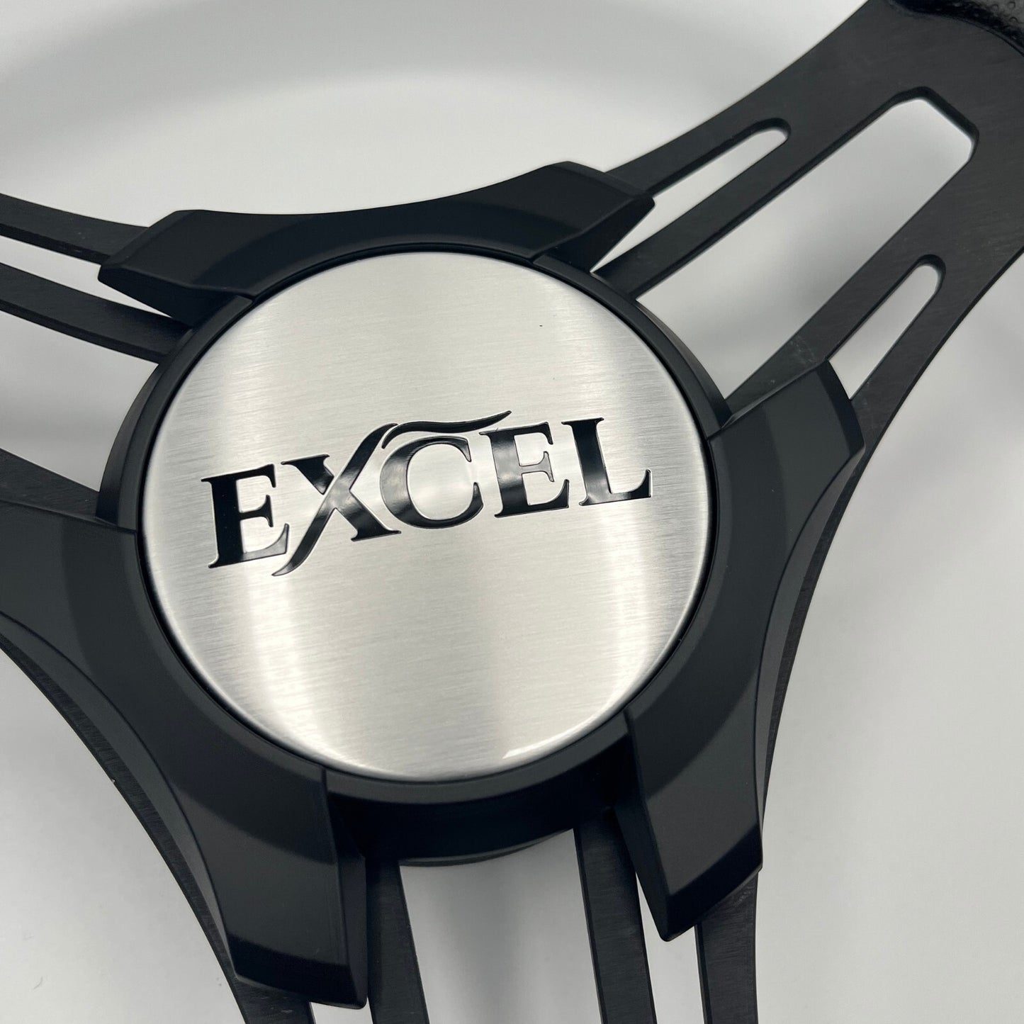 Verona Boat Steering Wheel Black Brushed Aluminum Spokes | Excel Boats