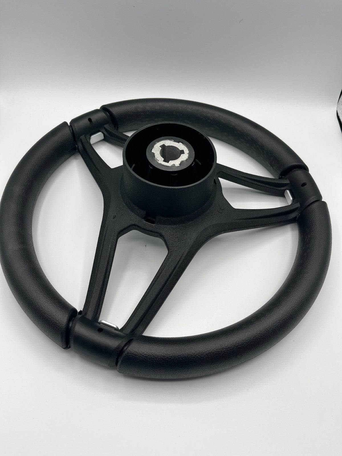 Molino Black w/Silver Accents Boat Steering Wheel | Gussi Italia Center Cap