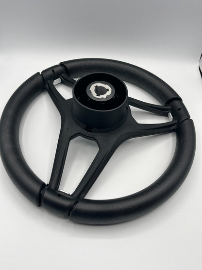 Molino Black w/Silver Accents Boat Steering Wheel | Gussi Italia Center Cap