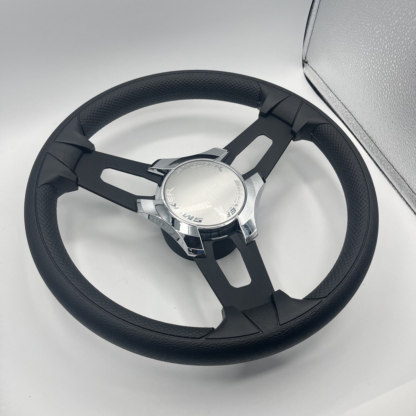 Gussi Italia Boat Model 15 Steering Wheel Black Brushed Alum Spokes | Smoker
