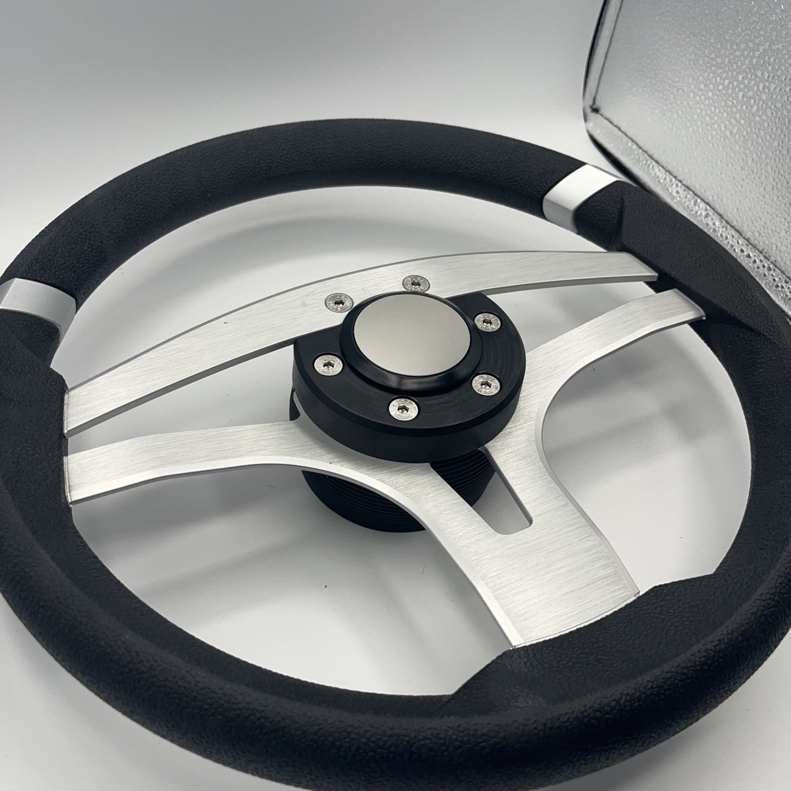 Badia Boat Steering Wheel Brushed Aluminum Spokes | Blank Snap-in