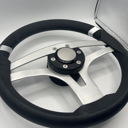 Badia Boat Steering Wheel Brushed Aluminum Spokes | Blank Snap-in