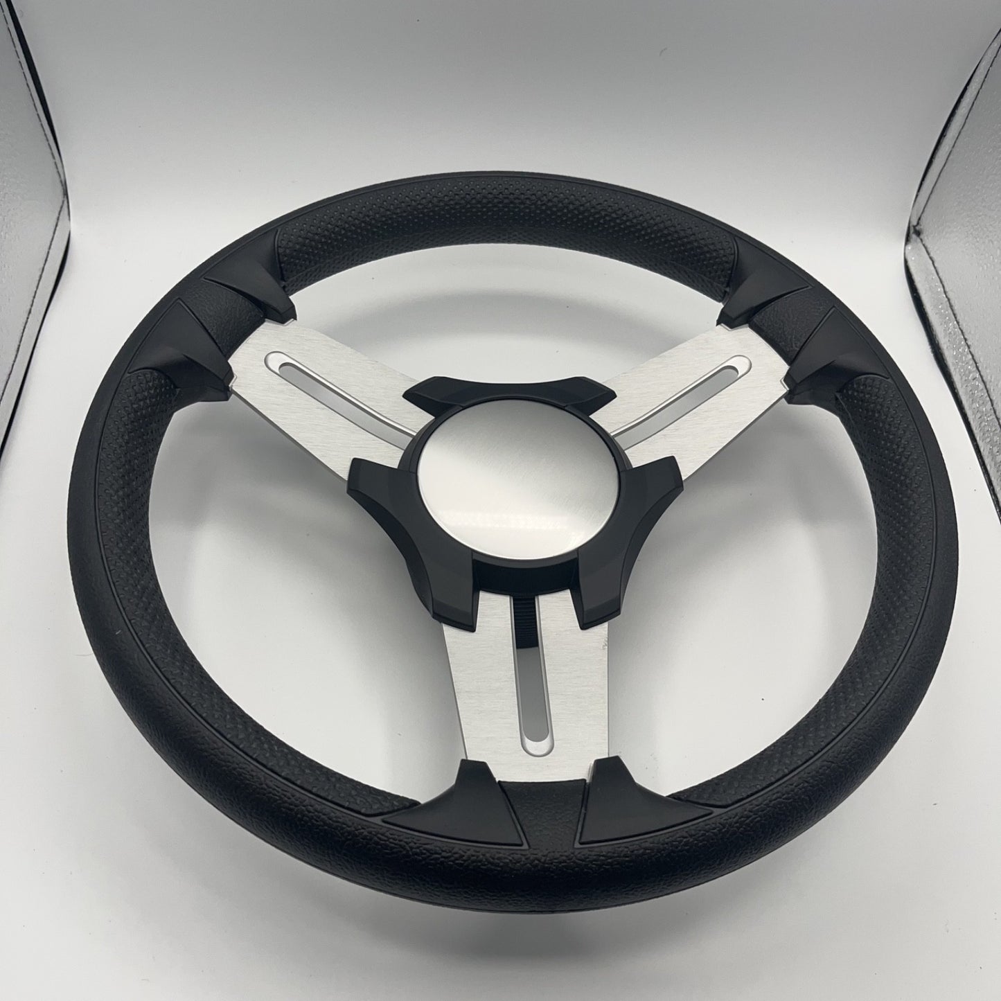 Model 15 Marine Steering Wheel Brushed Aluminum Spokes | Black Blank