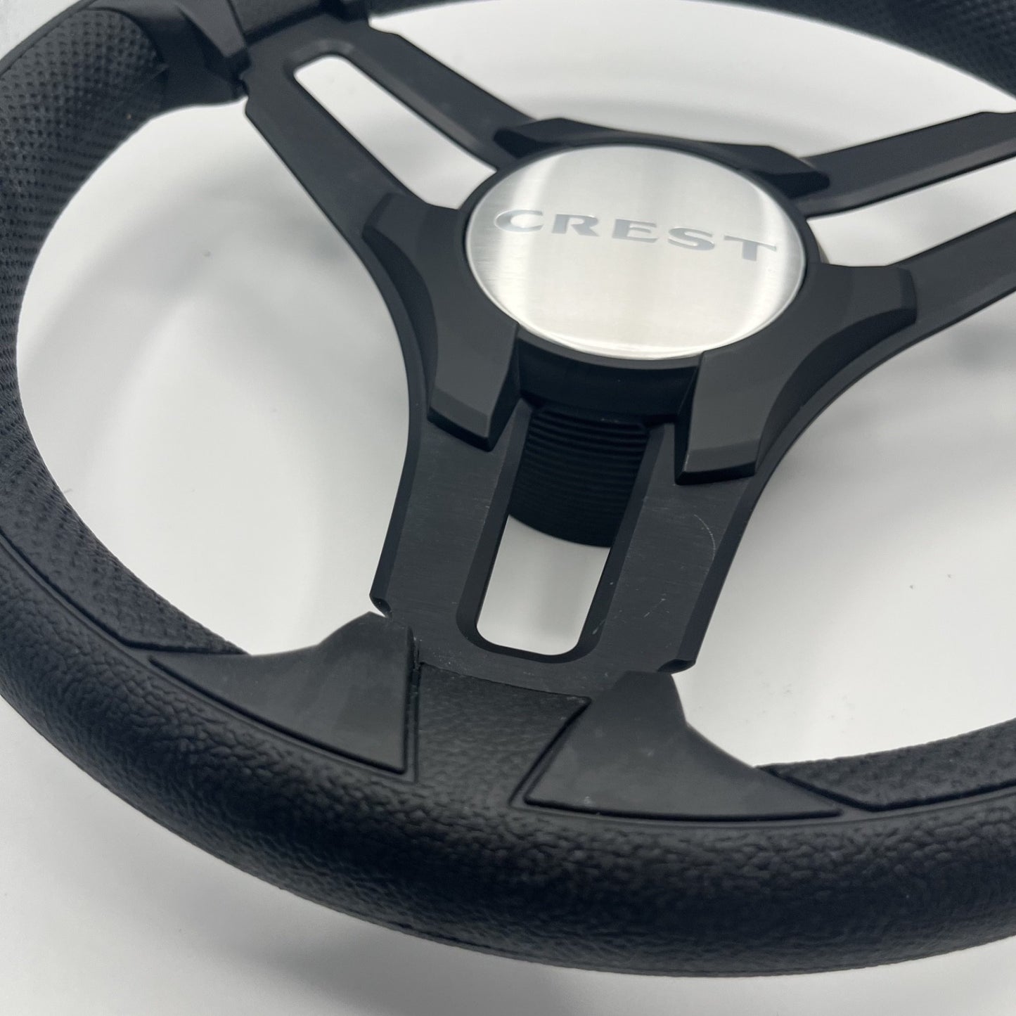 Gussi Italia Marine Steering Wheel Black Brush Metal Spokes | Crest