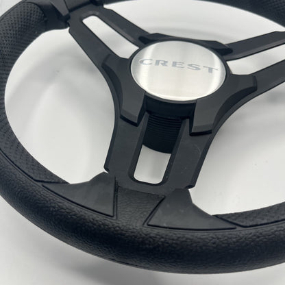 Gussi Italia Marine Steering Wheel Black Brush Metal Spokes | Crest