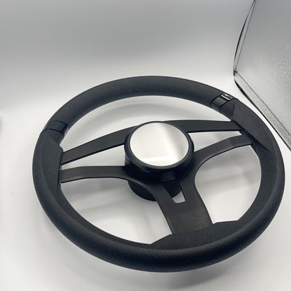 Badia Boat Steering Wheel Brushed Black Aluminum Spokes - Plain