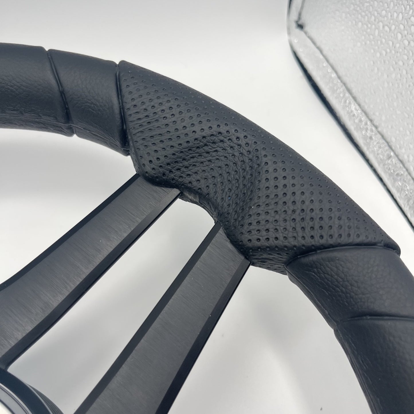 Molinara Marine Steering Wheel Black Brushed Alum Spokes | Lowe Boats