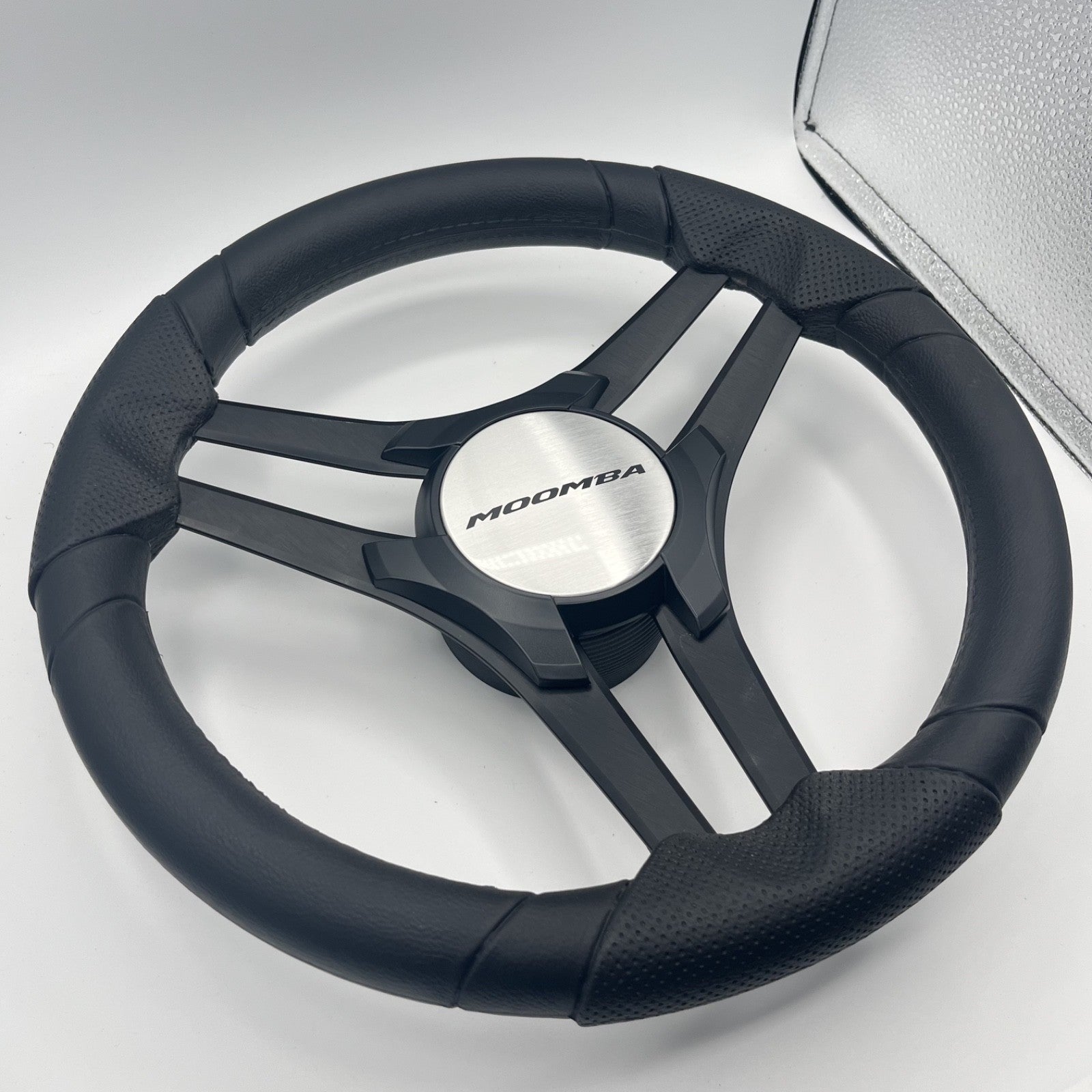 Molinara Marine Steering Wheel Black Brushed Alum Spokes | Moomba