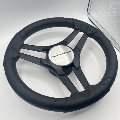 Molinara Marine Steering Wheel Black Brushed Alum Spokes | Moomba