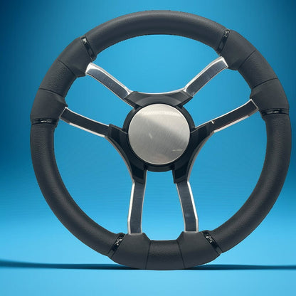 Malera Boat Steering Wheel Chrome Spokes | Blank Black Star