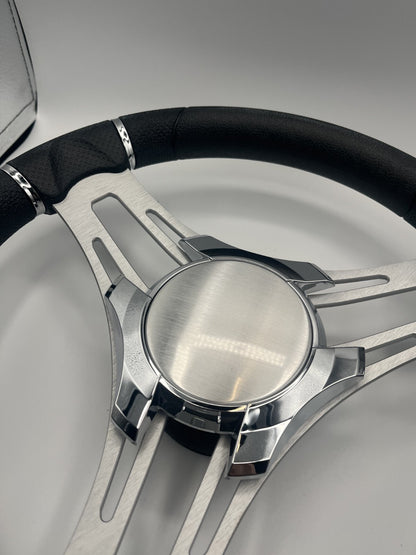 Verona Boat Steering Wheel Gray Brushed Aluminum Spokes