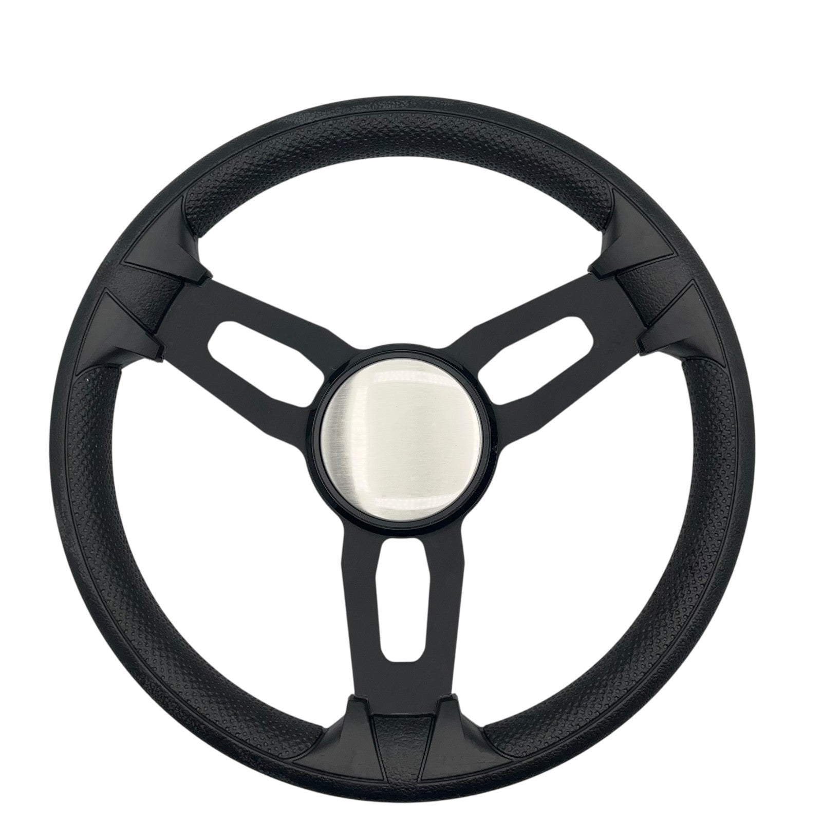 Model 15 Marine Steering Wheel Black Brushed Aluminum Spokes | Blank Dome