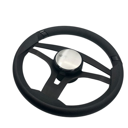 Badia Boat Steering Wheel Brushed Black Aluminum Spokes