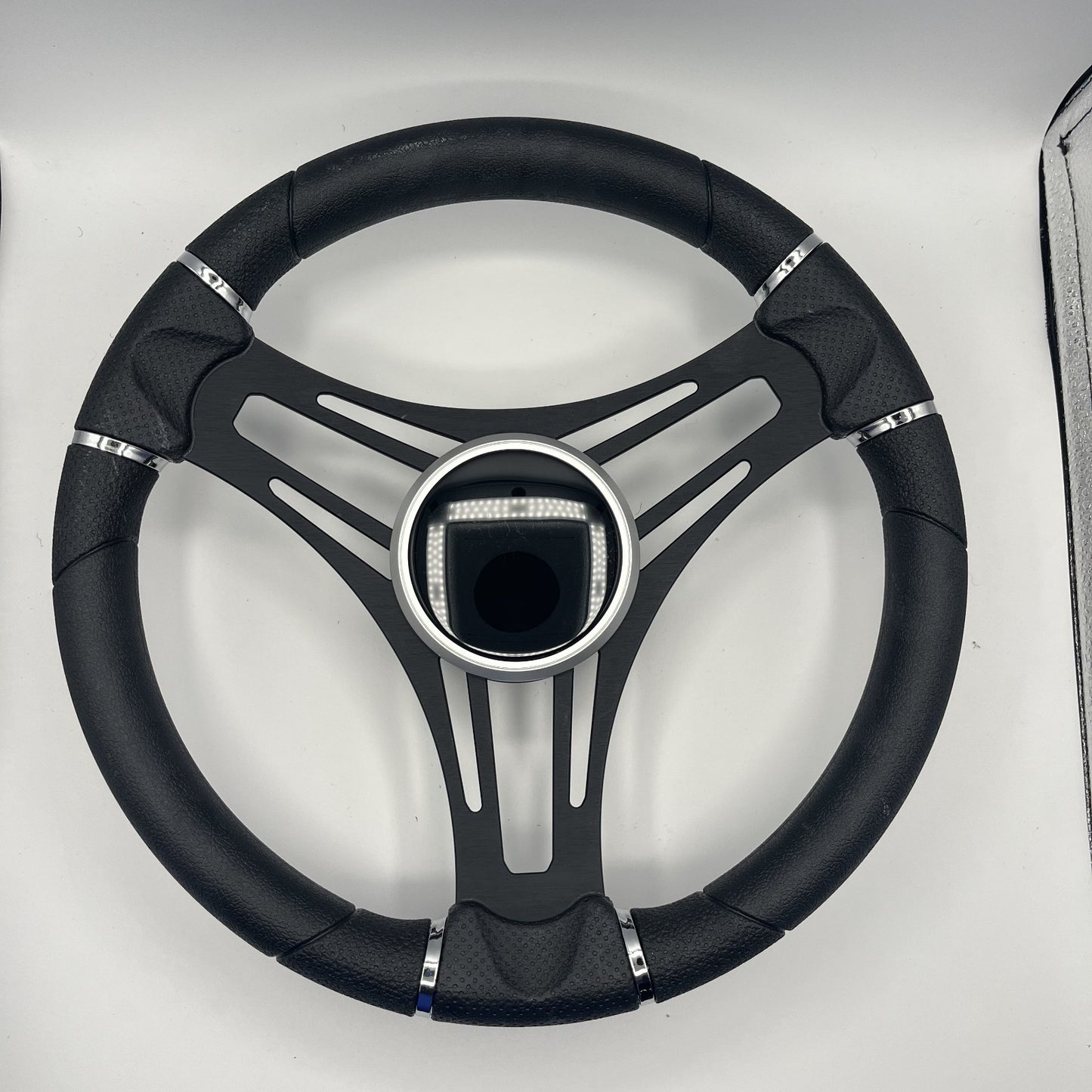 Gussi Italia Boat Steering Wheel Black Brushed Alum Spokes | Black Dome