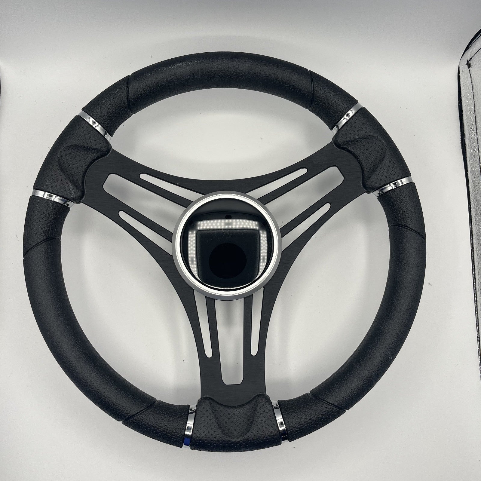 Gussi Italia Boat Steering Wheel Black Brushed Alum Spokes | Black Dome