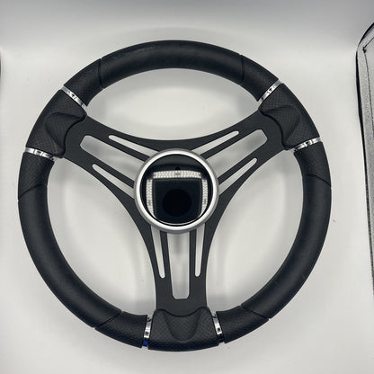Gussi Italia Boat Steering Wheel Black Brushed Alum Spokes | Black Dome
