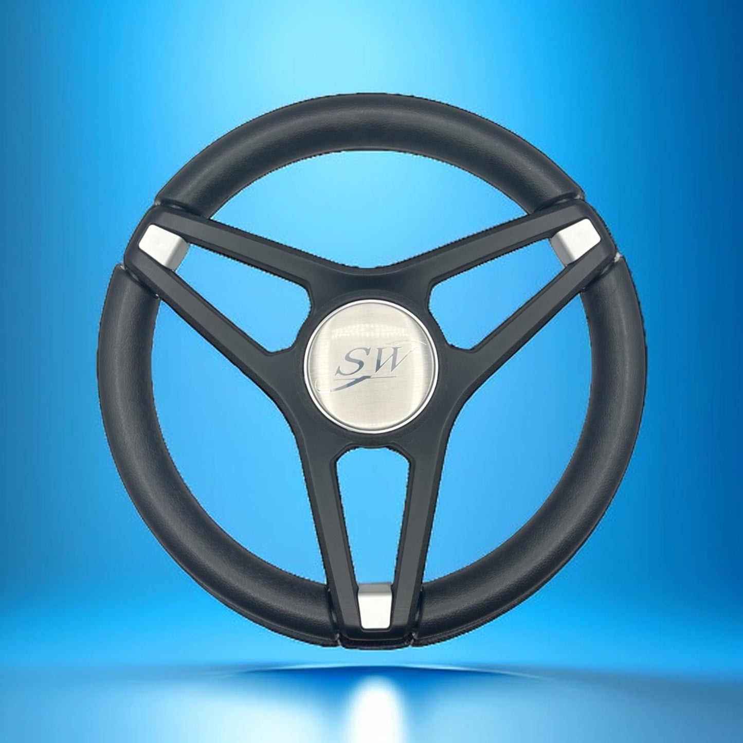 Molino Black w/Soft Touch Urethane Rim Boat Steering Wheel | Blue Wave
