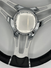 Verona Boat Steering Wheel Gray Brushed Aluminum Spokes | Smoker Logo