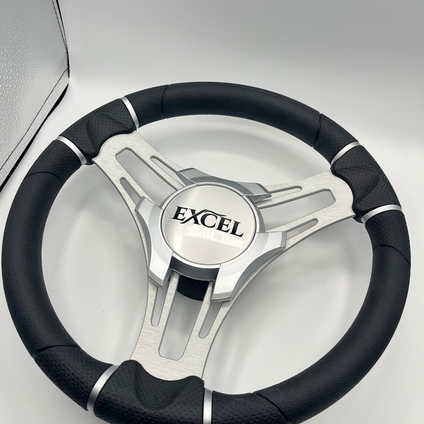 Verona Boat Steering Wheel Silver Brushed Aluminum Spokes | Excel Boats