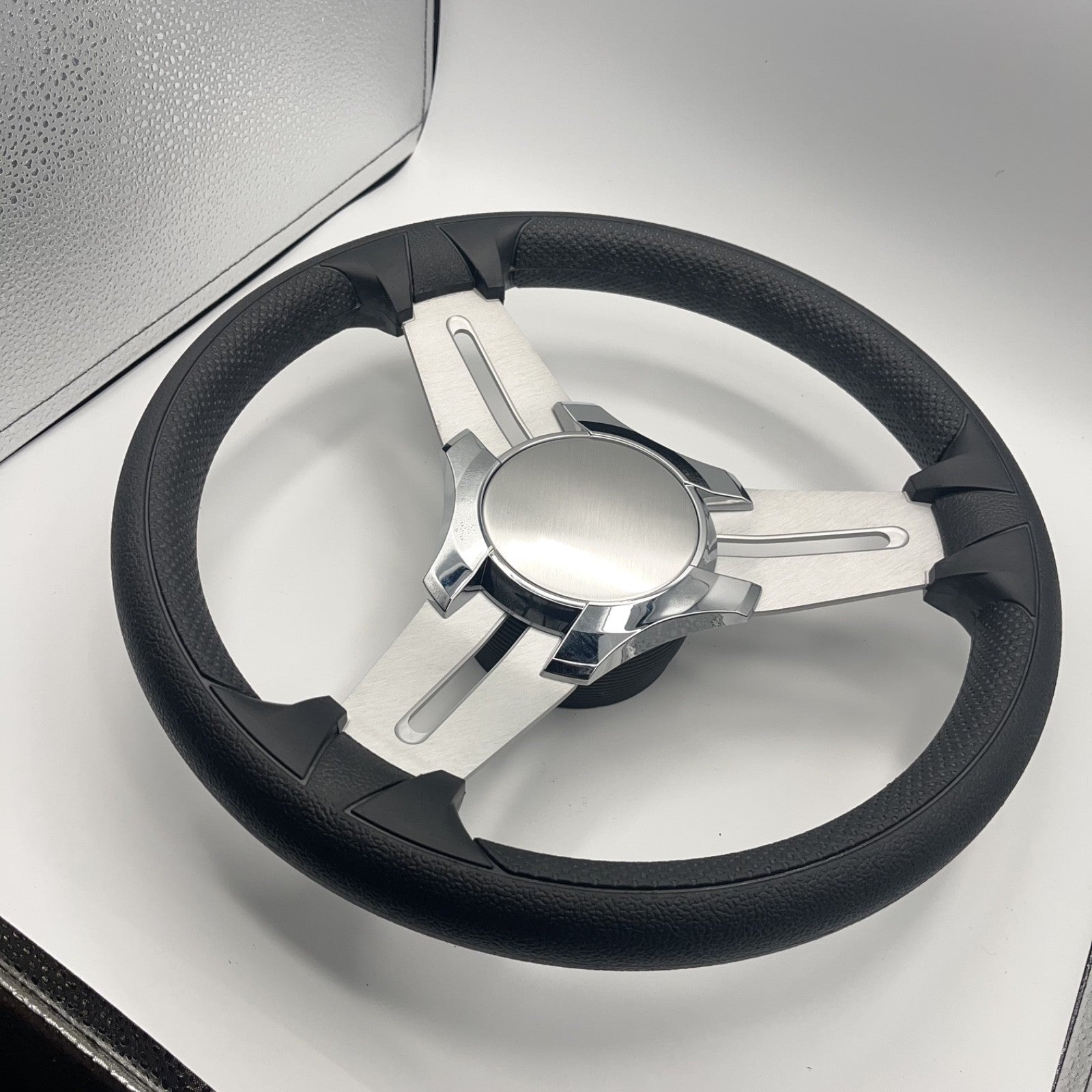 Model 15 Marine Steering Wheel Brushed Aluminum Spokes | Blank Center