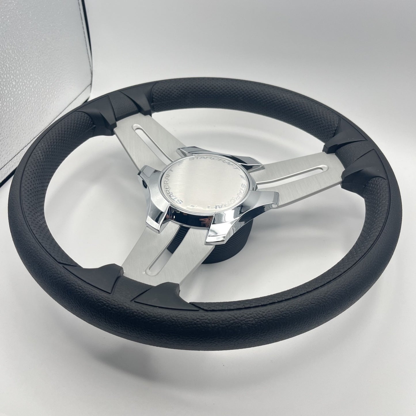 Model 15 Marine Steering Wheel Brush Alum Spokes | Starcraft Chrome