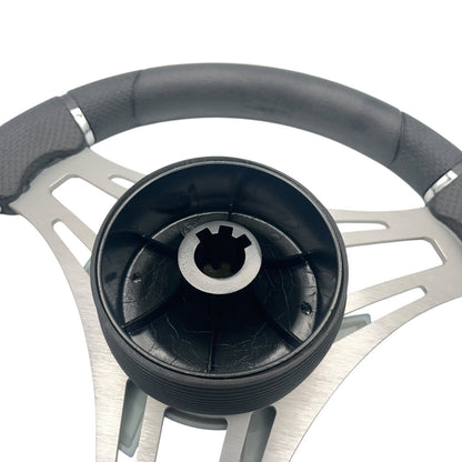 Verona Boat Steering Wheel Gray Brushed Aluminum Spokes | Plain